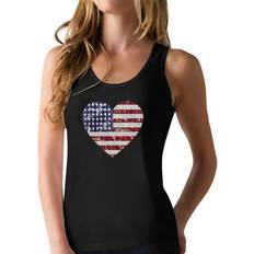 Tank Tops Tstars Sold by: LLC, American Heart Flag USA Flag Patriotic 4th of July Women Racerback Tank Top Black Perfect Independence Day Gift Soft Comfortable and Breathable Made in the USA Black