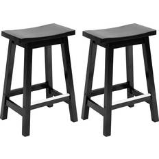 PayLessHere Saddle Black Seating Stool 24" 2pcs