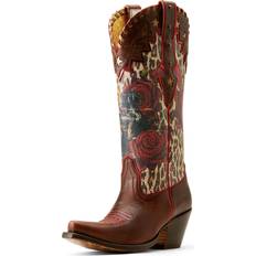 Ariat Pink Boots Ariat Rodeo Quincy Tooled-Inlay Graphic Leopard Floral Snip Toe Cowboy Boots Brown