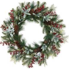 GlitzHome Christmas Berry Pinecone & Bell Teardrop Wreath Decoration