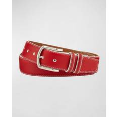 Red Belts Men's South Beach Pebbled Leather Belt RED 32in 80cm