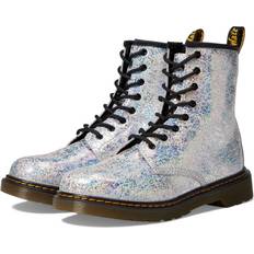 Silver Boots Dr. Martens Kids' 1460 Combat Boot Big Kid Boots Silver Disco Crinkle 6.0 6.0 M