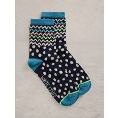 Clothing White Stuff Squiggle Socks, Navy/Multi