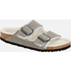 Birkenstock Women's Arizona Slim Fit Shearling Double Strap Sandals Stone Coin 42/UK Grey