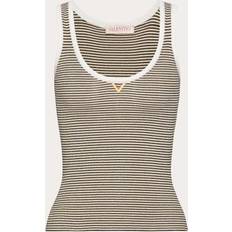 Clothing Valentino COTTON AND LUREX TOP Woman NAVY/IVORY/GOLD