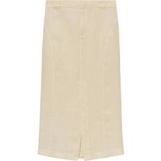 Mango Short Skirts Mango Linen skirt with slit pastel yellow Women