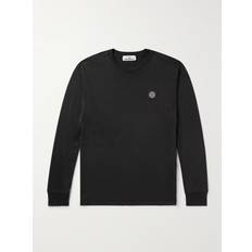 Stone Island T-shirts Stone Island Logo-Appliquéd Garment-Dyed Cotton-Jersey T-Shirt Men Black