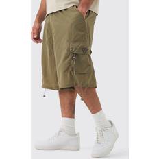 5XL Shortsit boohooMAN Plus Crinkle Nylon Cargo Shorts - Khaki