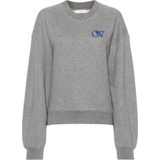 Off-White Pullover Off-White Sweatshirt mit Logo-Stickerei Damen Baumwolle/Polyester Grau