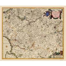 Silver Posters Maps of the Past Artois France Belgium Visscher 1681 Poster