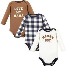 Dell Sold by: Walmart.com, Hudson Baby Infant Boy Cotton Long-Sleeve Bodysuits Brown Navy Mamas Boy 3-Pack Preemie