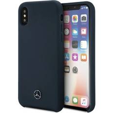 Mercedes-Benz Genuine navy liquid silicone microfibre case cover for iphone x or xs