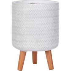 Wilko wilko Plaited Style White Indoor Cylinder Plant Pot with Legs 35cm