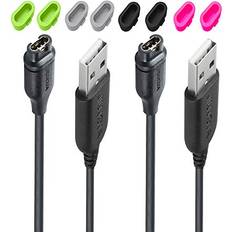 2-PACK Charging Cable For Garmin Vivosport/Vivomove 3 3S Charging Clip Sync Data Cable Instinct Approach S10 X10/Fenix 5 5S 5X plus And 8pcs colour Charger Port Protector Dustproof Anti Dust Plugs Cap