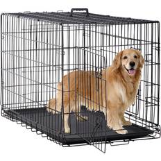 BestPet crate cage extra folding large double door crate w/divider&tray, 48"