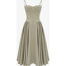 House of CB Womens Taupe Samaria Corset-top A-line Stretch-cotton Midi Dress TAUPE