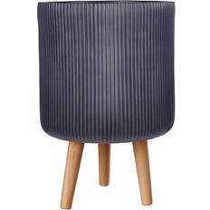 Wilko wilko Ribbed Black Indoor Cylinder Plant Pot with