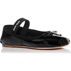 Miu Miu Black Ballerinas Miu Miu Patent Logo-Band Ballerina Flats NERO 8.5B 38.5EU