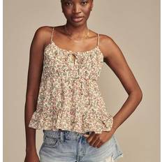 Brown - Women Tank Tops Lucky Brand Floral Tie Front Swing Camisole