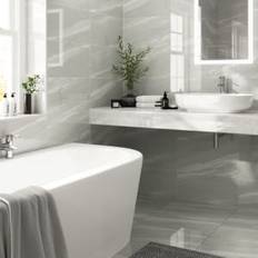 Wickes Olympia™ Grey Polished Sandstone Porcelain Wall & Floor Tile - 600 x 300mm