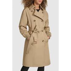 Natural Coats Karl Lagerfeld Double Breasted Gabardine Trench Coat