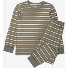 Polarn O. Pyret Night Garments Polarn O. Pyret Striped Kids Pyjamas Green 6-8y x 122/128