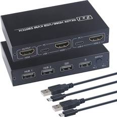 Kceve kvm-switch hdmi 2 port usb-switch uhd 4k 30 hz dual-monitor 4 usb 2.0-hubs