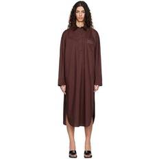 REMAIN Birger Christensen Burgundy Buttoned Midi Dress 19-1625 Decadent Cho FR