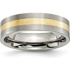 Chisel TB217-12 mm Titanium Flat & 14K Yellow Gold Inlay Brushed Band