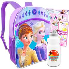 Frozen Disney Backpack for Girls Bundle with 16" Backpack, Water Bottle, Stickers, and More Disney Backpack for Girls 4-6