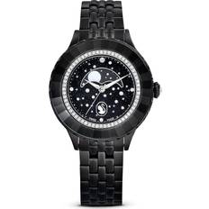 Watches Swarovski Octea Moon watch, Swiss Made, Moon, Metal bracelet, Black, Black finish