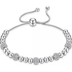 Titan Armband INF Justerbart pärlarmband Titanstål Silver