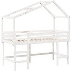 vidaXL Loft Bed with Ladder and Roof Solid Wood Pine