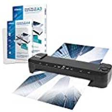 Waytex A3 A4 A5 A6 A7 Pro ultrasnabb varm och kall lamineringsmaskin upp till 2 x 150 mikron justerbar temperatur för intensiv professionell användning förpackning med 100 A4-fickor 100 A3-fickor