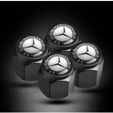 4 Benz Black Car Wheel Tyre Valve Dust Caps A C E