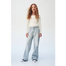 Turkosa Byxor Barnkläder H&M Flicka Turkos Baggy Fit Bootcut Leg Jeans