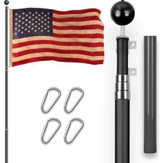 G128 ft telescoping flagpole black & american tea-stained flag