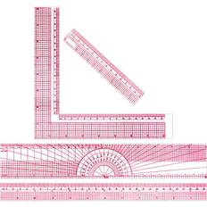 Rulers 4 Pieces Beveled Transparent Ruler French