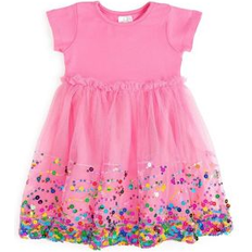 Children's Clothing Sweet Wink Toddler Girls Raspberry Confetti Short Sleeve Tutu Dress Raspberry