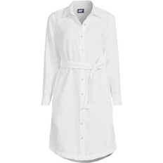 Lands' End Women's Long Sleeve Linen Shirt Dress White XSmall