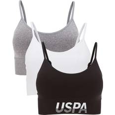 Bras U.S. Polo Assn. Womens Bras 3-Pack Seamless Bras for Women No Underwire Bralettes for Women Multipack Black, 3X-Large