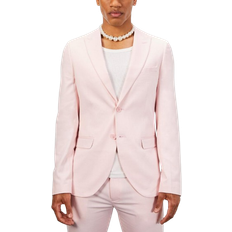 Men - Pink Blazers boohooMAN Skinny Single Breasted Linen Suit Jacket - Light Pink