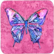 Rubber Coasters Carolines Treasures Butterfly On Pink Foam Coaster 4