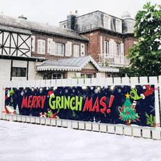 Christmas Party Decorations Large merry christmas banner, xmas hanging decorations grinch christmas sign style2