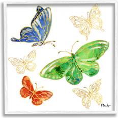 Stupell Industries Butterflies Glam Outline White Framed Art 24x24"