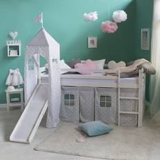 Homestyle4u Hochbett 90x200 Weiß Sterne