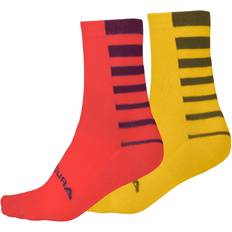 Endura Underwear Endura Coolmax Stripe Socks Twin Pack Pomegranate Red