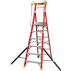 Excel electricians fibreglass podium step ladder 6 tread 2.61m en131-7