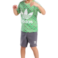 Piger Øvrige sæt adidas Infant Originals Mono All Over Print T-shirt/Shorts Set - Green/Grey (IW0743)