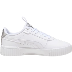 Puma Girl's Carina 2.0 Pop-Up Metallics Sneakers - White/Matte Silver/Silver